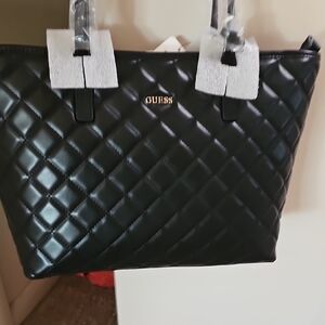 Guess Black Quilted Tote Bag